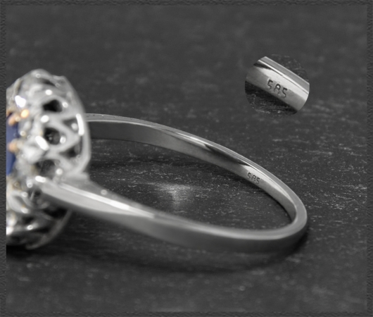 Diamant & Saphir Antik Cocktail Ring, Weißgold